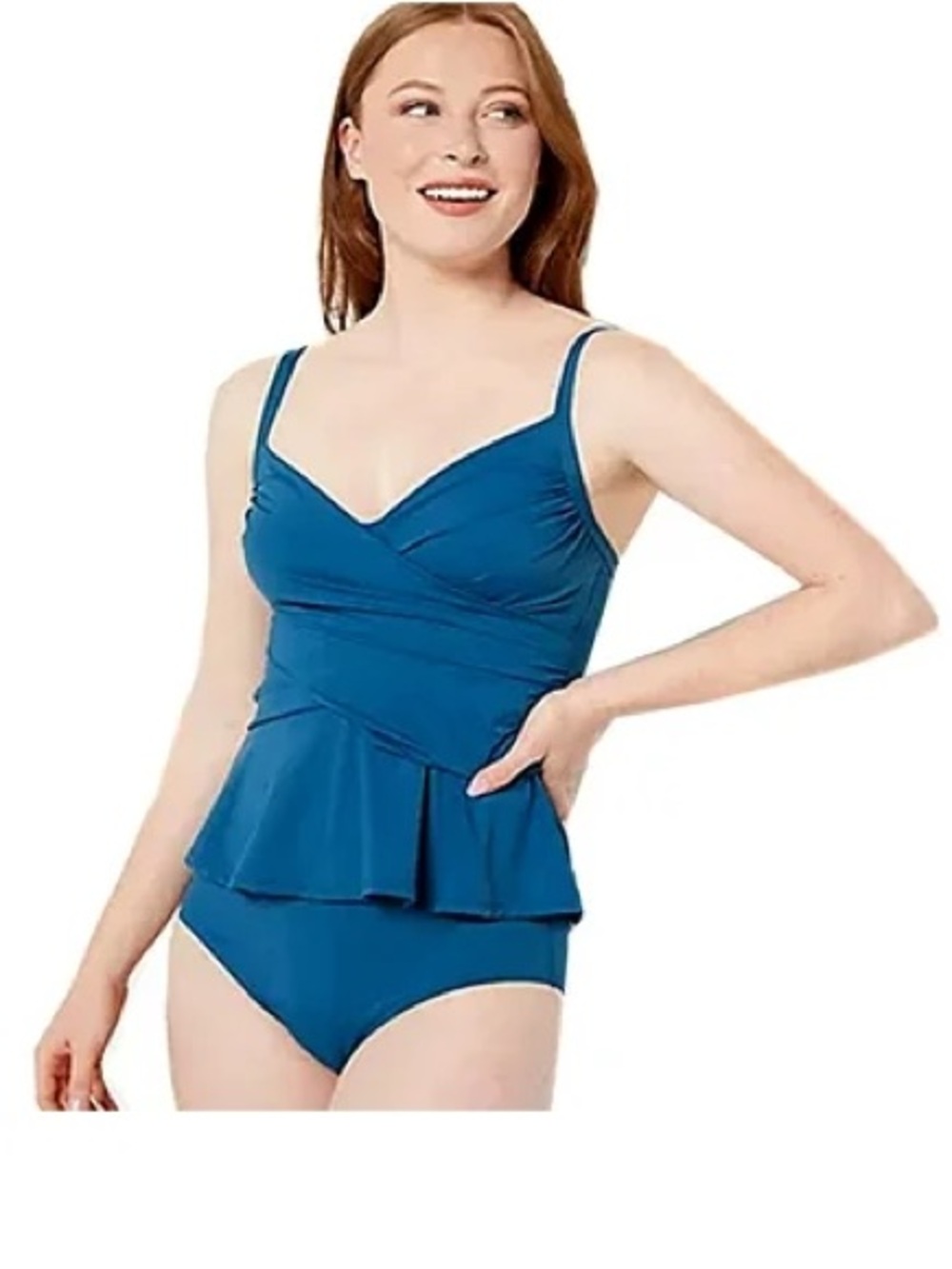Jantzen Blue Tummy Control Tankini Swimsuit 2-Piece Set 10 NWT Straps Adjustable